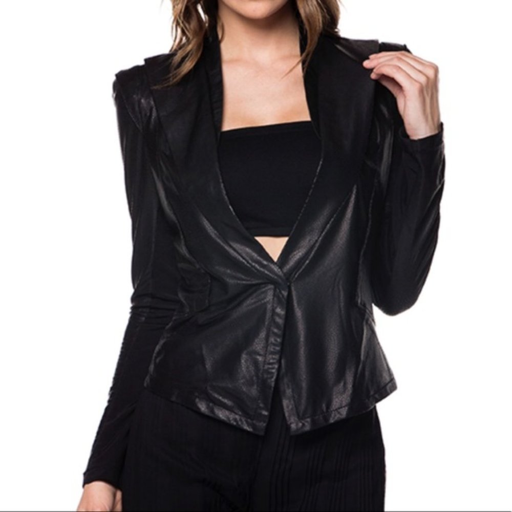 AKIRA Comme USA Faux Leather Blazer